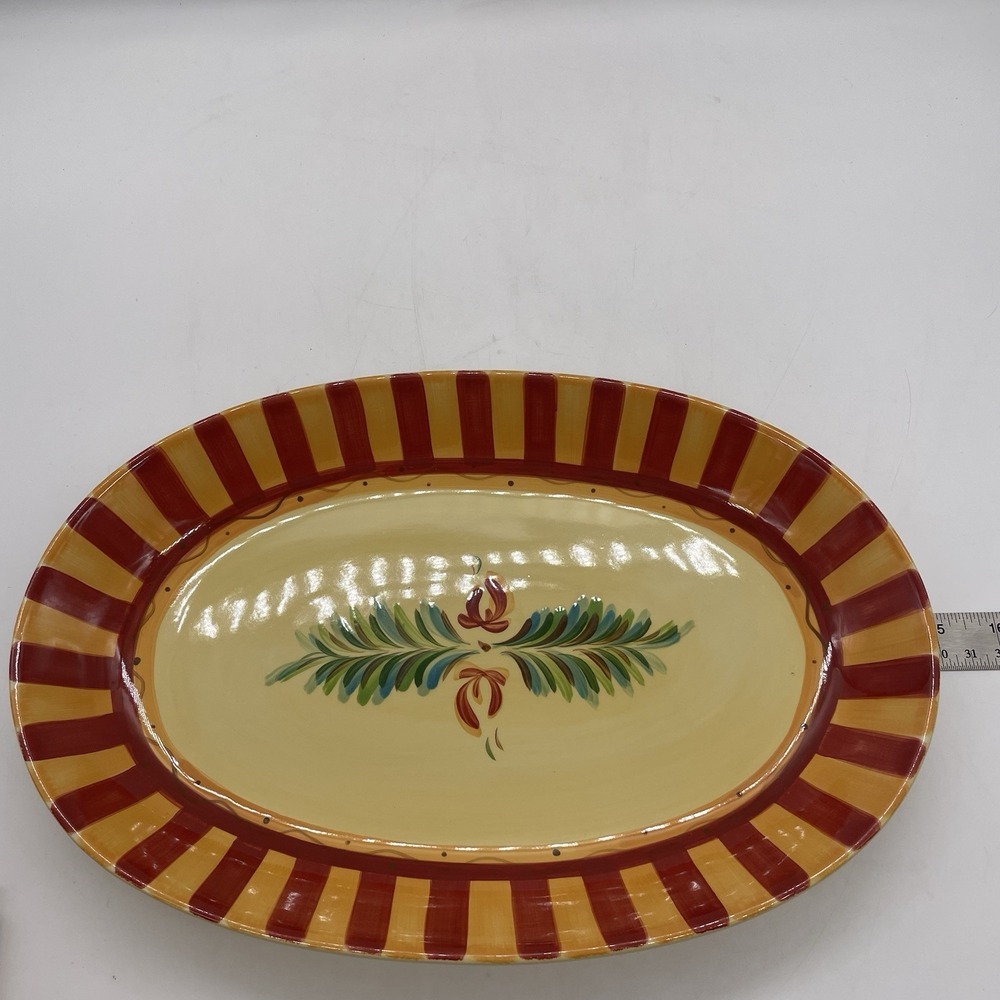 Southern Living at Home Gail Pittman Sienna Handpainted Oval Serving Platter 14" - Picture 3 of 8